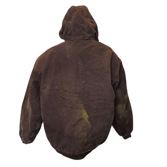 Vintage Carhartt J130 Brown Duck Canvas Y2K Jacket Distressed Grunge Hooded - Picture 8 of 14